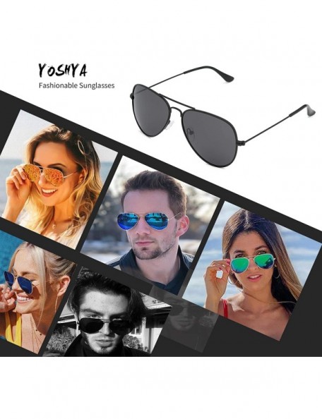 Aviator Aviator Sunglasses for Mens Womens Mirrored Sun Glasses Shades with Uv400 - Black Grey + Silver - CR18LDXRSZ7 $12.51