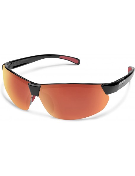 Sport Switchback Sunglasses - Black Frame/Red Mirror Polycarbonate Lens - CU12NRW0INL $52.67