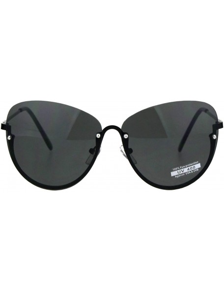 Butterfly Womens Half Rim Fashion Sunglasses Butterfly Metal Frame UV 400 - Black - CH18KAHHKLE $9.72
