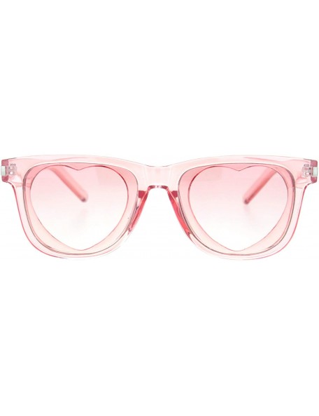 Square Classic Square Sunglasses Heart Shape Cutout Lens Translucent Colors UV 400 - Pink (Pink) - C3195EZQG0M $12.95