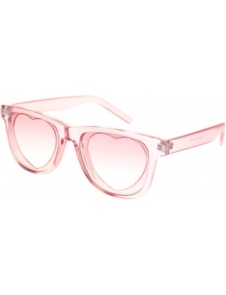 Square Classic Square Sunglasses Heart Shape Cutout Lens Translucent Colors UV 400 - Pink (Pink) - C3195EZQG0M $12.95