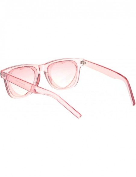 Square Classic Square Sunglasses Heart Shape Cutout Lens Translucent Colors UV 400 - Pink (Pink) - C3195EZQG0M $12.95