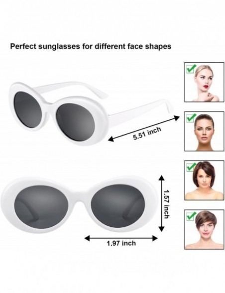 Oval 18 Pack Retro Clout Oval Mod Thick Frame Round Lens Sunglasses Women Men Sunglasses White - C618Q9Q59SO $25.49