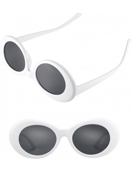 Oval 18 Pack Retro Clout Oval Mod Thick Frame Round Lens Sunglasses Women Men Sunglasses White - C618Q9Q59SO $25.49