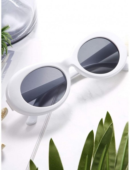 Oval 18 Pack Retro Clout Oval Mod Thick Frame Round Lens Sunglasses Women Men Sunglasses White - C618Q9Q59SO $25.49