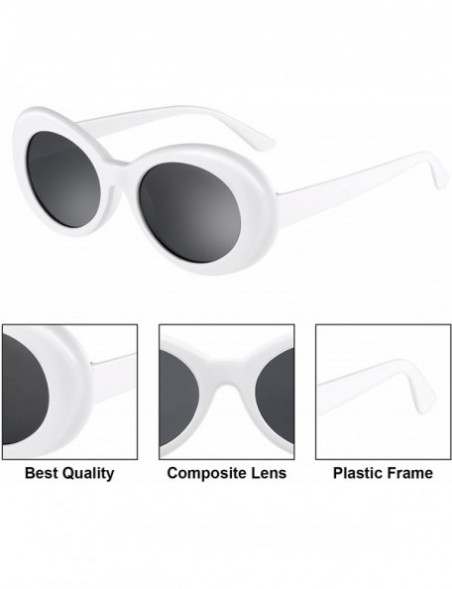 Oval 18 Pack Retro Clout Oval Mod Thick Frame Round Lens Sunglasses Women Men Sunglasses White - C618Q9Q59SO $25.49