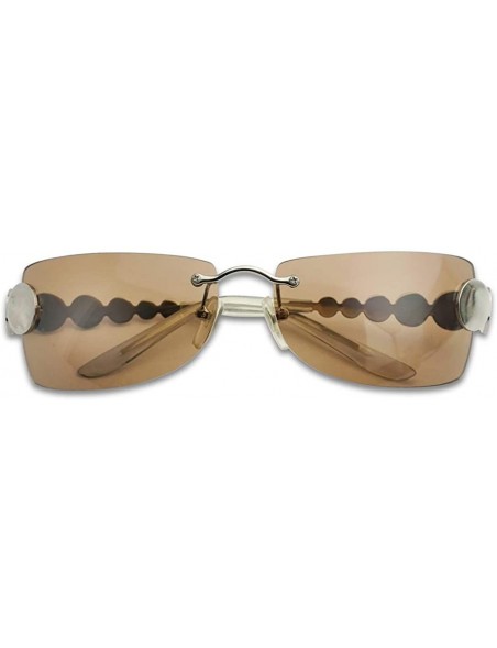 Oval Super Unique Retro Rimless Light Tinted Sun Glasses 70's Vintage Disco Novelty Eyewear Glasses - CS18D3DW0YR $12.91
