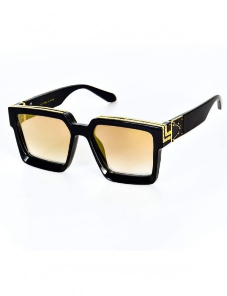 Square Square Luxury Sunglasses Men Women Fashion UV400 Glasses (Color Gold) - High Quality Gold - C4199GA4IRY $25.67