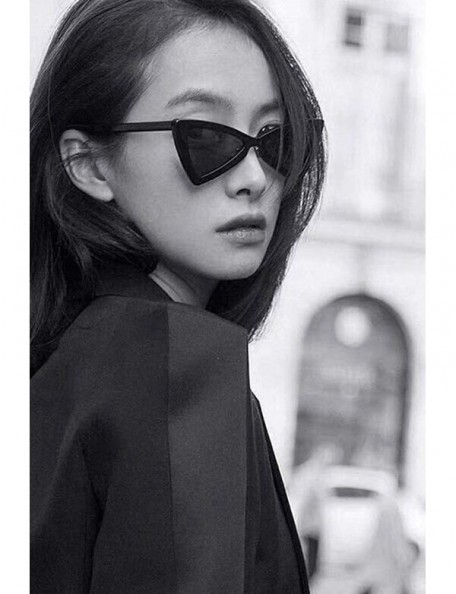 Cat Eye Women's Cat Eye Sunglasses Retro Style Triangle Frame Sunglass - Black - CJ18LRROHYX $12.13