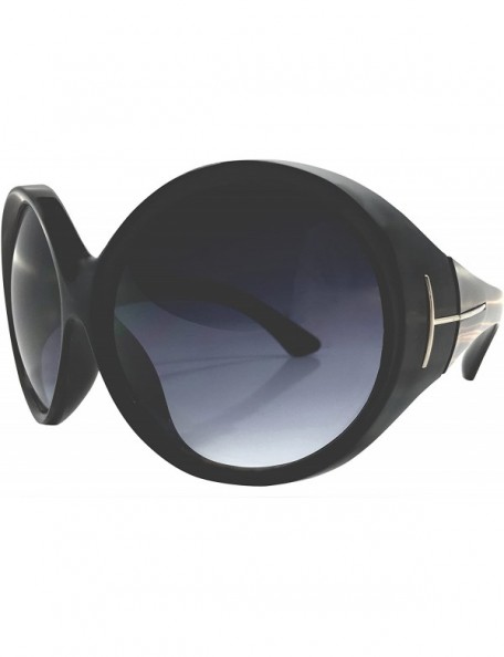 Shield Oversized Ali Lady Women Sunglasses Round Large Shield Full Mask - Black - CU1809YAGM0 $10.45