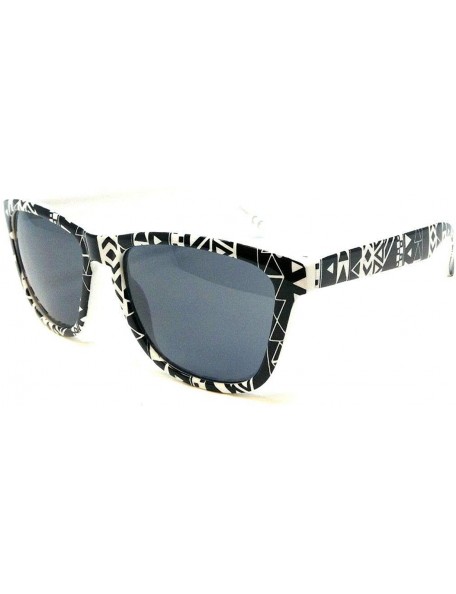 Square Navajo Aztec Navite Tribal Print Classic Square Retro Sunglasses - White W/ Black Print Frame - CN18ZEAWO9I $11.15