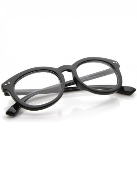 Oval Classic Retro Casual Frame Horn Rimmed Oval Clear Lens Glasses 47mm - Black / Clear - CO12J347GV1 $8.50