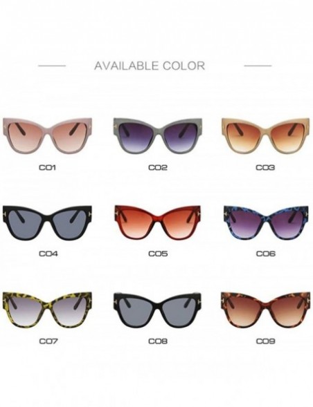 Square Fashion Cat Eye Sunglasses Women Vintage Brand Design Square Blue Leopard - Champagne - C118YZWZQOG $10.33