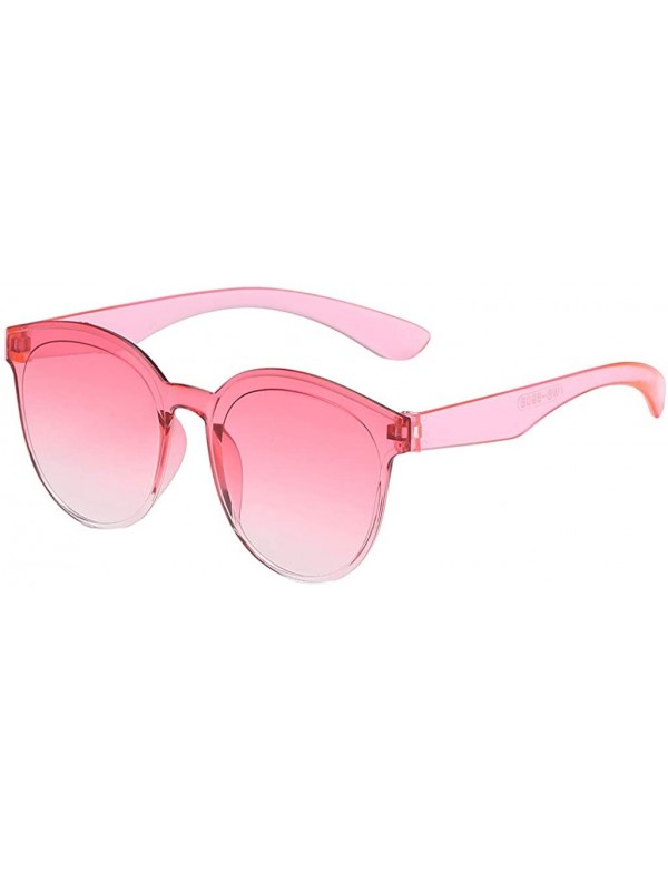 Round Flat Lenses Sunglasses One Piece Transparent Candy Color Frameless Glasses Tinted Eyewear Glasses - CG199HW92TT $11.09