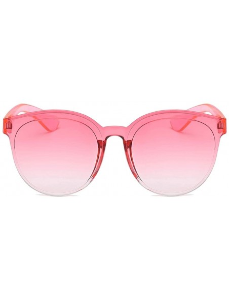 Round Flat Lenses Sunglasses One Piece Transparent Candy Color Frameless Glasses Tinted Eyewear Glasses - CG199HW92TT $11.09