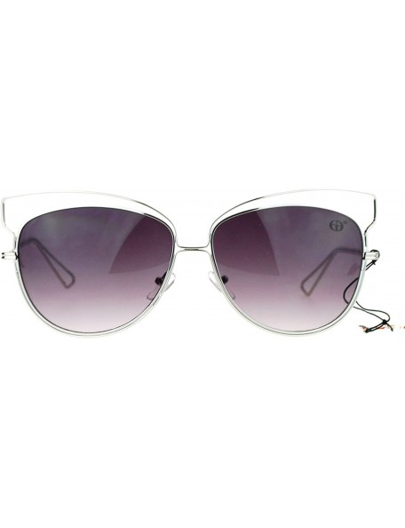 Butterfly Butterfly Cateye Sunglasses Womens Metal Wired Rim Fashion Shades - Silver (Smoke) - CN1884ZA4M4 $12.92