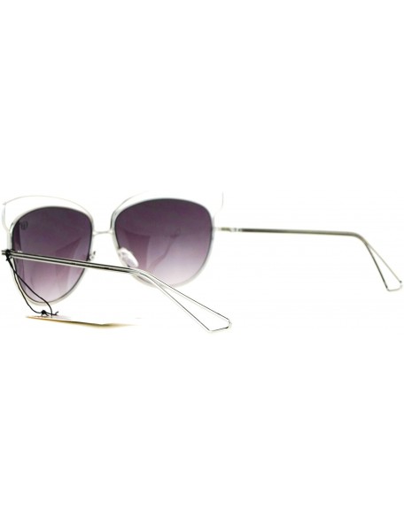 Butterfly Butterfly Cateye Sunglasses Womens Metal Wired Rim Fashion Shades - Silver (Smoke) - CN1884ZA4M4 $12.92