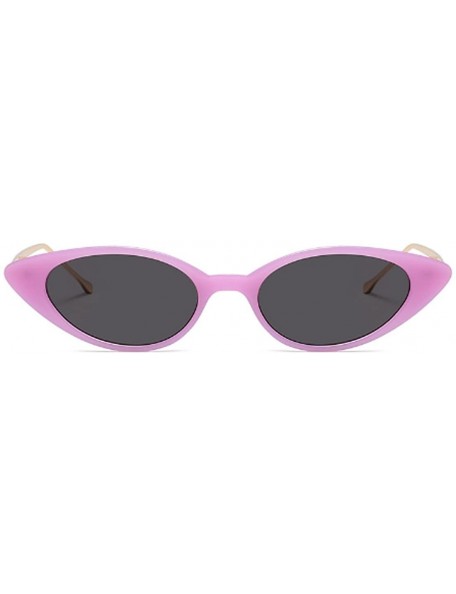Goggle Unisex Vintage Slender Oval Sunglasses Small Metal Frame lens eyewear - Citron Purple - CL18DTTZIRX $9.36
