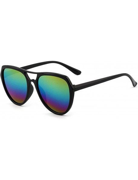 Oversized Flat Top Aviator Sunglasses for Men Women Sunglasses - Colorful - CO18M0Z564W $12.14