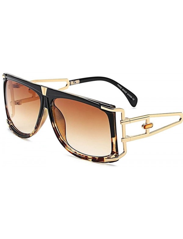 Square Vintage SQUARE Sunglasses Women Brand Designer Fashion Oversized Retro 997239Y - Black Leopard - CM184YLGRT2 $15.62