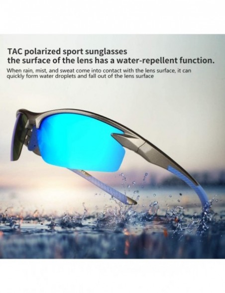 Rimless Polarized Semi Rimless Sunglasses Driving HP5003C2 - C2 Deep Grey Frame/Blue Revo Lens - CV18GMSN8I6 $12.95