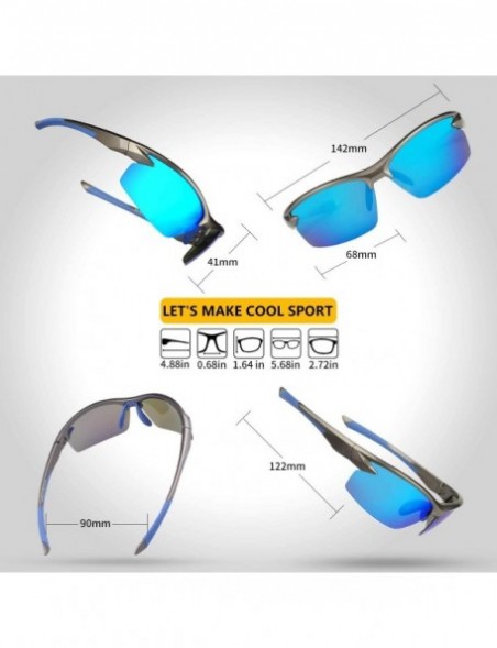 Rimless Polarized Semi Rimless Sunglasses Driving HP5003C2 - C2 Deep Grey Frame/Blue Revo Lens - CV18GMSN8I6 $12.95