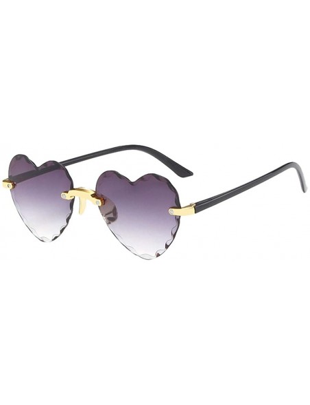 Rimless Women Metal Heart Shaped Frameless Glasses-Retro Classic Trendy Stylish Sunglasses - E - CM190HH7S5L $18.82