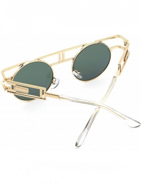 Oversized Women Men Round Sunglasses Retro Vintage Steampunk Style Mirror Reflective Circle lens - CW1820N3K8D $9.61