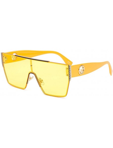 Rectangular Cassic flat top sunglasses for men women retro oversized sunglasses see through lens - 1 - CY199LELXMH $19.35