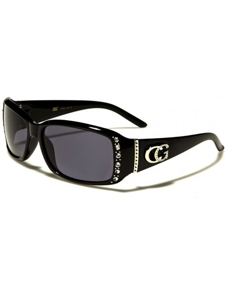 Oversized CG Eyewear 2 Packs Womens Rhinestone Designer Fashion Sunglasses - Black & Black Clear - CU18CGH0HIS $13.08