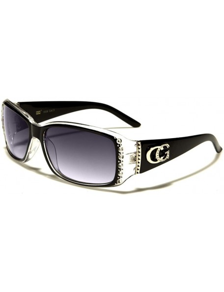 Oversized CG Eyewear 2 Packs Womens Rhinestone Designer Fashion Sunglasses - Black & Black Clear - CU18CGH0HIS $13.08