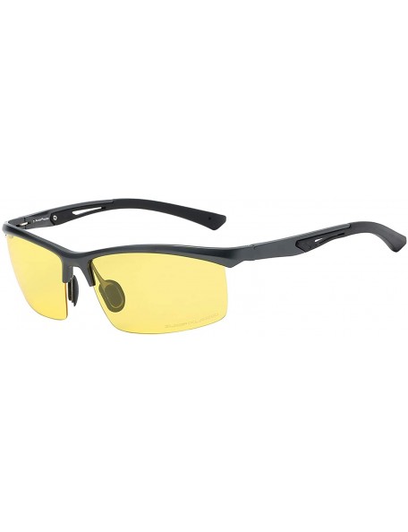 Sport Polarized Rectangular Al-Mg Metal Semi Rimless Fishing Sunglasses For Men - CD18HM08Z3Y $39.30