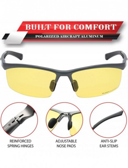 Sport Polarized Rectangular Al-Mg Metal Semi Rimless Fishing Sunglasses For Men - CD18HM08Z3Y $21.31