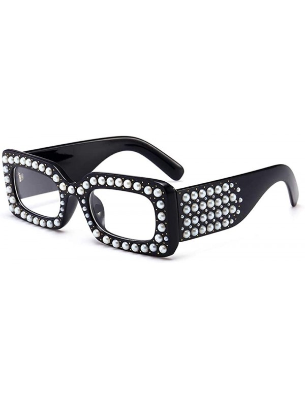 Square Square drill Sunglasses Street frame - C2 Black-framed White Film - C118W53QT0Y $14.61