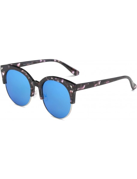 Round Women Round Fashion Sunglasses - Blue - CO18WQ6XCEH $22.84