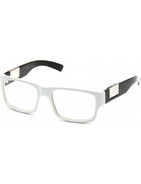 Rectangular Casual Nerd Thick Clear Frames Fashion Glasses Rectangular Clear Lens Eye Glasses - White - CL117Q3HT5P $10.06