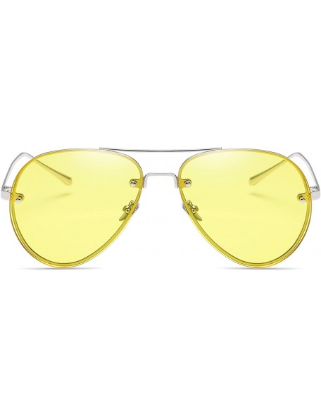 Wrap Visor Mirror Pilot Sunglasses Ladies Non-Polarized Sunglasses Anti-UV Glasses - Yellow - CS18AE8XXRE $7.95