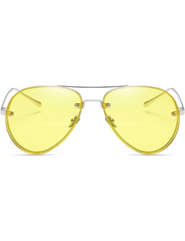 Wrap Visor Mirror Pilot Sunglasses Ladies Non-Polarized Sunglasses Anti-UV Glasses - Yellow - CS18AE8XXRE $7.95