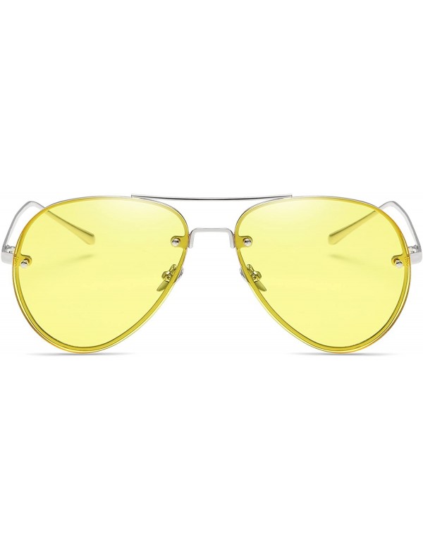Wrap Visor Mirror Pilot Sunglasses Ladies Non-Polarized Sunglasses Anti-UV Glasses - Yellow - CS18AE8XXRE $7.95