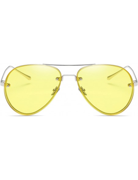 Wrap Visor Mirror Pilot Sunglasses Ladies Non-Polarized Sunglasses Anti-UV Glasses - Yellow - CS18AE8XXRE $7.95