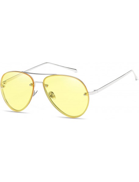 Wrap Visor Mirror Pilot Sunglasses Ladies Non-Polarized Sunglasses Anti-UV Glasses - Yellow - CS18AE8XXRE $7.95