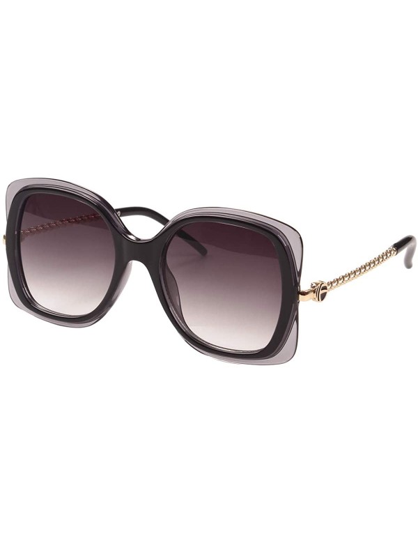 Oversized Classic Designer Style Square 100% UV Blocking protection Sunglasses For Women - Gray Frame / Gradient Gray Lens - ...