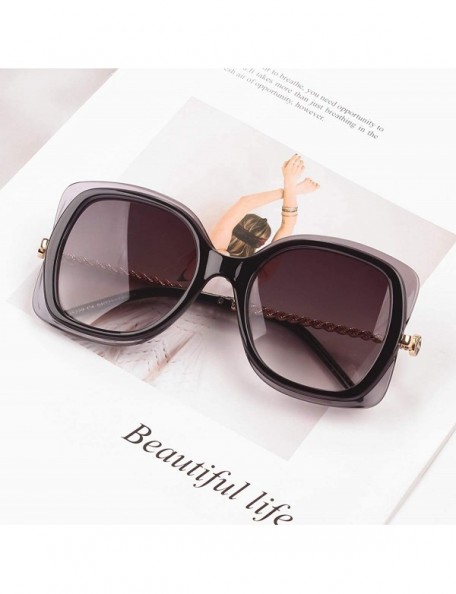 Oversized Classic Designer Style Square 100% UV Blocking protection Sunglasses For Women - Gray Frame / Gradient Gray Lens - ...