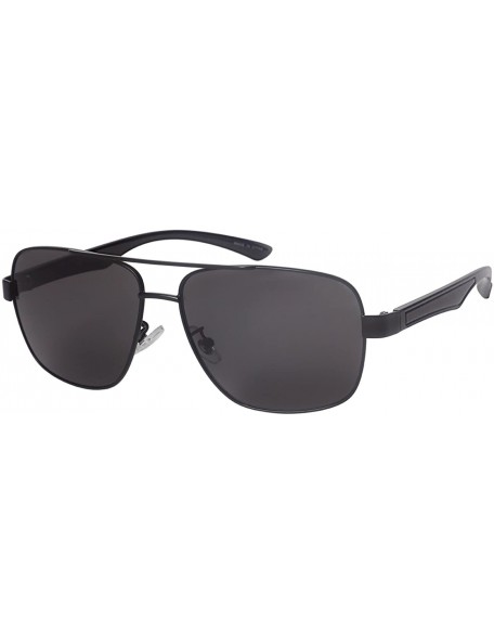 Rectangular Classic Rectangular Square Metal Aviator Sunglasses For Men 100% UV Protection 1201-SD - Matte Black+black - CU18...