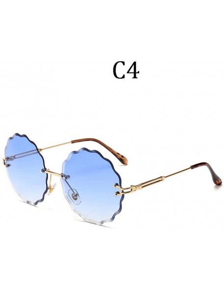 Rimless Fashion Flight Style Sunglasses Women Brand Design Flower Round Rimless 8838 C1 - 8838 C4 - CQ18YNDE9L4 $10.49