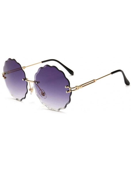 Rimless Fashion Flight Style Sunglasses Women Brand Design Flower Round Rimless 8838 C1 - 8838 C4 - CQ18YNDE9L4 $10.49
