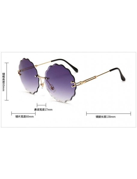 Rimless Fashion Flight Style Sunglasses Women Brand Design Flower Round Rimless 8838 C1 - 8838 C4 - CQ18YNDE9L4 $10.49