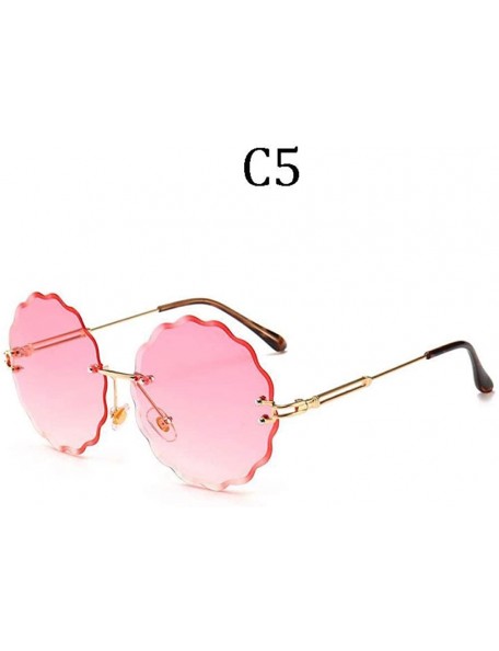 Rimless Fashion Flight Style Sunglasses Women Brand Design Flower Round Rimless 8838 C1 - 8838 C4 - CQ18YNDE9L4 $10.49