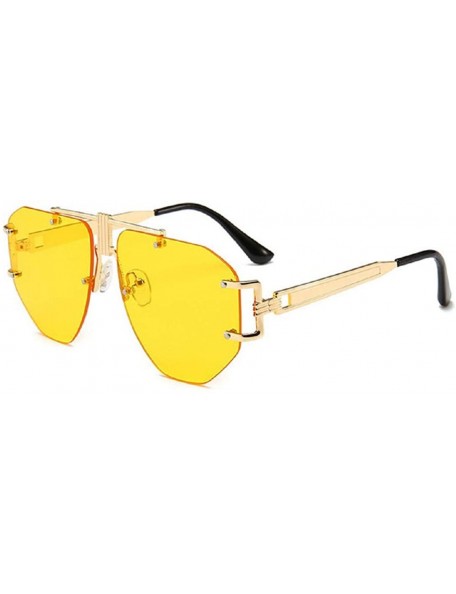 Oversized Fashion Oversized Rimless Sunglasses Women Clear Lens Glasses - F - C318R5TK2CR $8.60