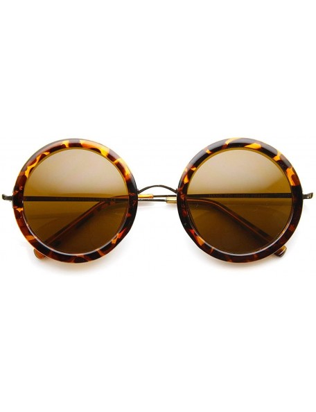 Oversized Womens High Fashion Chic Round Circle Sunglasses with Metal Arms (Tortoise) - C911EWAC0M1 $19.73